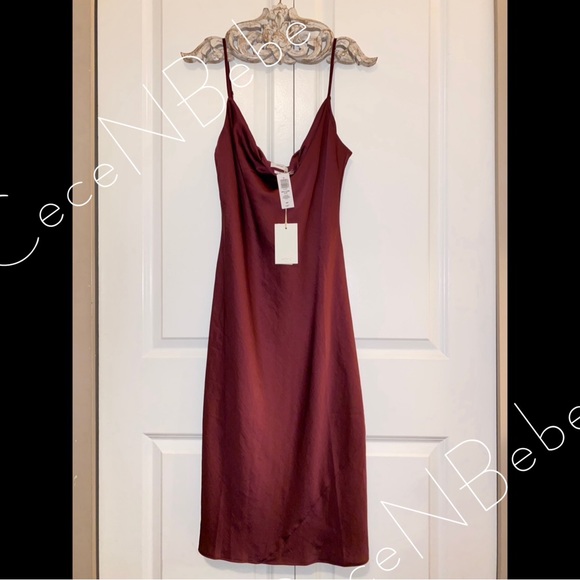❤️ ARITZIA Spiced Burgundy (Bordeaux Wine) - M - Only Cowl Slip - COWLNECK DRESS - Picture 11 of 16